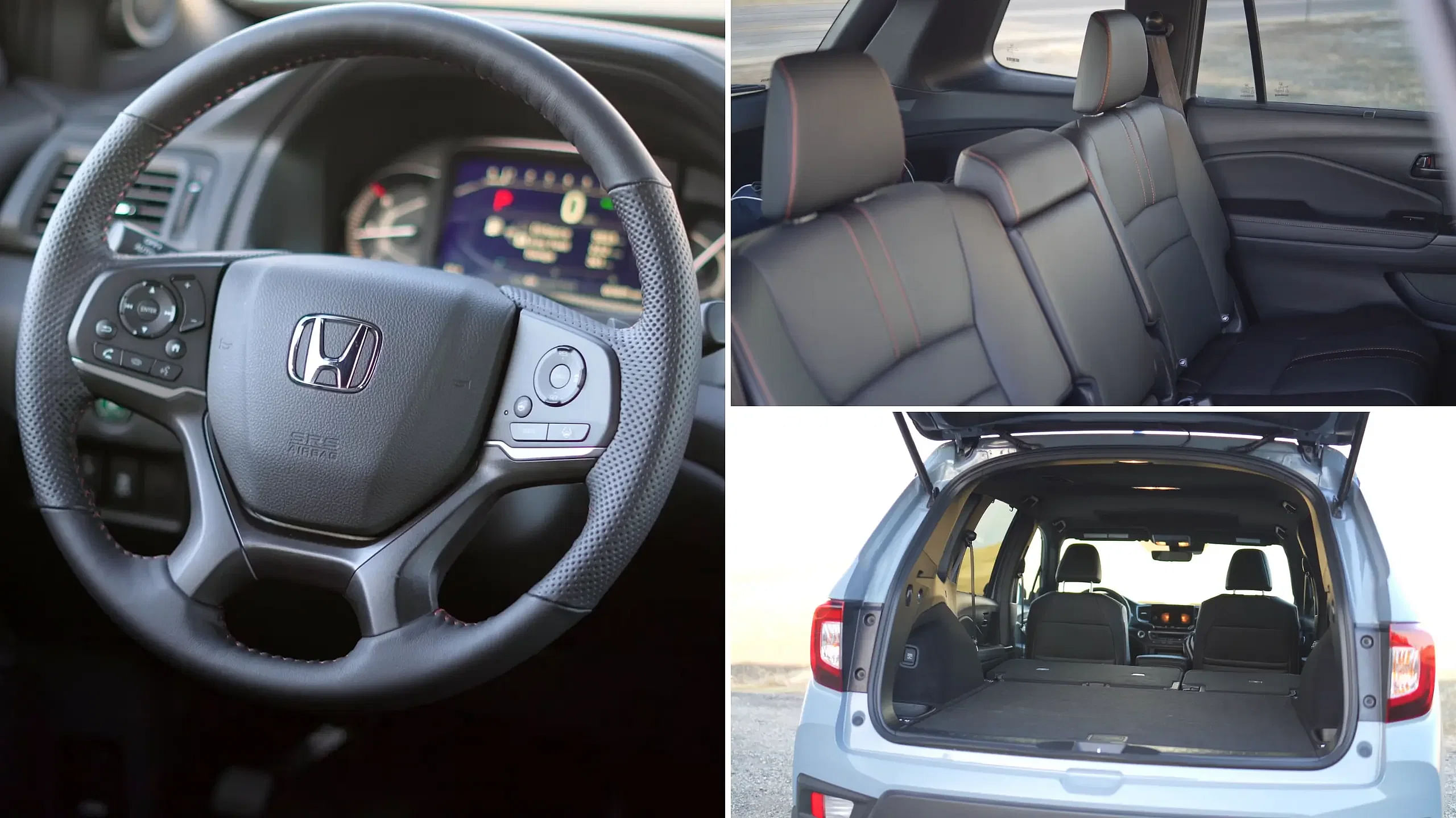 2024 Honda Passport steering wheel, rear seats and cargo space