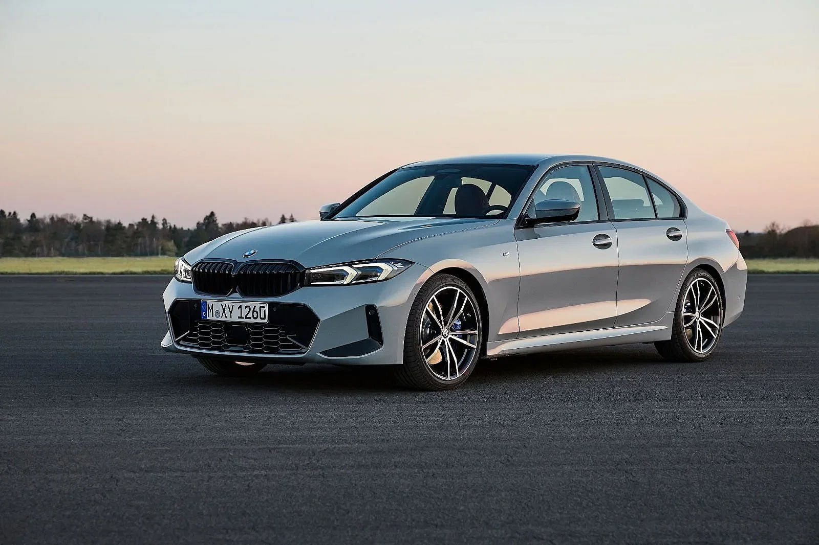 stationary gray 2024 BMW 330i 