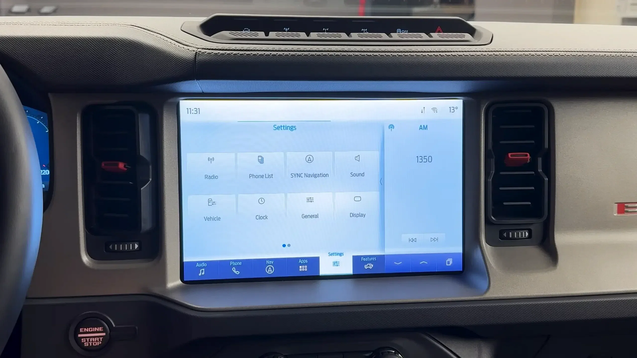 2024 Ford Bronco Raptor Infotainment screen