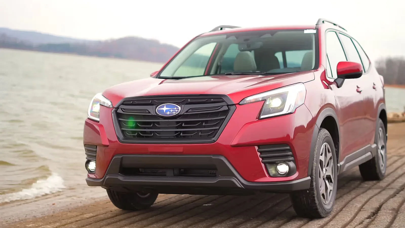 Red 2024 Subaru Forester Front Profile Photograph